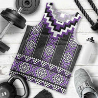 Purple Taniko Pattern Aotearoa Men Tank Top Niho Taniwha Mix Poutama LT14 - Polynesian Pride