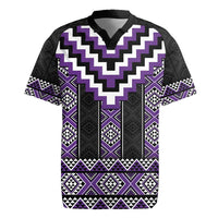 Purple Taniko Pattern Aotearoa Rugby Jersey Niho Taniwha Mix Poutama LT14