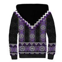 Purple Taniko Pattern Aotearoa Sherpa Hoodie Niho Taniwha Mix Poutama LT14 - Polynesian Pride