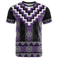 Purple Taniko Pattern Aotearoa T Shirt Niho Taniwha Mix Poutama LT14