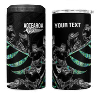 Custom New Zealand Silver Fern Rugby 4 in 1 Can Cooler Tumbler Aotearoa Kiwi Maori Pattern