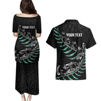Custom New Zealand Silver Fern Rugby Couples Matching Puletasi and Hawaiian Shirt Aotearoa Kiwi Maori Pattern