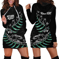 Custom New Zealand Silver Fern Rugby Hoodie Dress Aotearoa Kiwi Maori Pattern