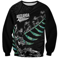 Custom New Zealand Silver Fern Rugby Sweatshirt Aotearoa Kiwi Maori Pattern