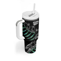 Custom New Zealand Silver Fern Rugby Tumbler With Handle Aotearoa Kiwi Maori Pattern