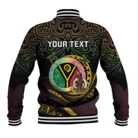 Personalised Vanuatu Baseball Jacket Yumi 45th Hapi Independens Dei - Black Version LT14 - Polynesian Pride