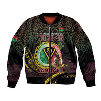 Personalised Vanuatu Bomber Jacket Yumi 45th Hapi Independens Dei - Black Version LT14 Unisex Black - Polynesian Pride
