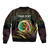 Personalised Vanuatu Bomber Jacket Yumi 46th Hapi Independens Dei - Black Version LT14 - Polynesian Pride