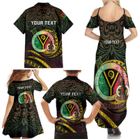Personalised Vanuatu Family Matching Summer Maxi Dress and Hawaiian Shirt Yumi 46th Hapi Independens Dei - Black Version LT14 - Polynesian Pride