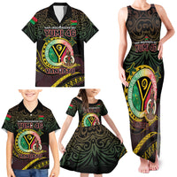 Personalised Vanuatu Family Matching Tank Maxi Dress and Hawaiian Shirt Yumi 46th Hapi Independens Dei - Black Version LT14 - Polynesian Pride