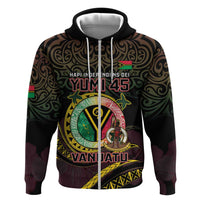 Personalised Vanuatu Hoodie Yumi 45th Hapi Independens Dei - Black Version LT14