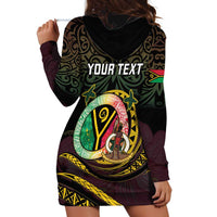 Personalised Vanuatu Hoodie Dress Yumi 46th Hapi Independens Dei - Black Version LT14 - Polynesian Pride