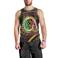 Personalised Vanuatu Men Tank Top Yumi 45th Hapi Independens Dei - Black Version LT14 - Polynesian Pride
