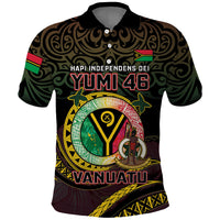 Personalised Vanuatu Polo Shirt Yumi 46th Hapi Independens Dei - Black Version LT14 Black - Polynesian Pride