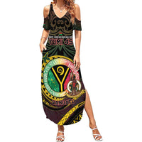 Personalised Vanuatu Summer Maxi Dress Yumi 45th Hapi Independens Dei - Black Version LT14 Women Black - Polynesian Pride