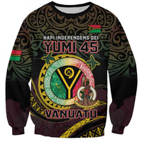Personalised Vanuatu Sweatshirt Yumi 45th Hapi Independens Dei - Black Version LT14 Unisex Black - Polynesian Pride