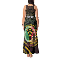 Personalised Vanuatu Tank Maxi Dress Yumi 45th Hapi Independens Dei - Black Version LT14 - Polynesian Pride