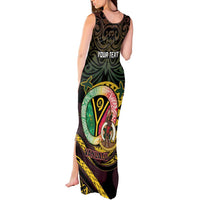 Personalised Vanuatu Tank Maxi Dress Yumi 45th Hapi Independens Dei - Black Version LT14 - Polynesian Pride