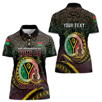 Personalised Vanuatu Women Polo Shirt Yumi 46th Hapi Independens Dei - Black Version LT14 - Polynesian Pride