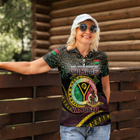 Personalised Vanuatu Women Polo Shirt Yumi 46th Hapi Independens Dei - Black Version LT14 - Polynesian Pride