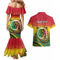 Personalised Vanuatu Couples Matching Mermaid Dress and Hawaiian Shirt Yumi 46th Hapi Independens Dei - Reggae Version LT14 - Polynesian Pride
