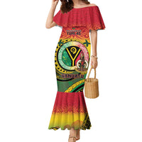 Personalised Vanuatu Family Matching Mermaid Dress and Hawaiian Shirt Yumi 45th Hapi Independens Dei - Reggae Version LT14 Mom's Dress Reggae - Polynesian Pride