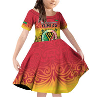 Personalised Vanuatu Family Matching Off Shoulder Short Dress and Hawaiian Shirt Yumi 45th Hapi Independens Dei - Reggae Version LT14 Daughter's Dress Reggae - Polynesian Pride