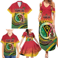 Personalised Vanuatu Family Matching Summer Maxi Dress and Hawaiian Shirt Yumi 45th Hapi Independens Dei - Reggae Version LT14 - Polynesian Pride