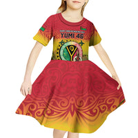 Personalised Vanuatu Kid Short Sleeve Dress Yumi 46th Hapi Independens Dei - Reggae Version LT14 - Polynesian Pride