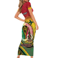 Personalised Vanuatu Short Sleeve Bodycon Dress Yumi 46th Hapi Independens Dei - Reggae Version LT14 - Polynesian Pride