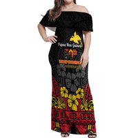 Papua New Guinea Independence Day Off Shoulder Maxi Dress PNG Bird of Paradise 50th Anniversary LT14