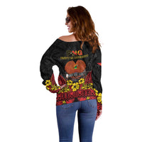 Papua New Guinea Independence Day Off Shoulder Sweater PNG Bird of Paradise 50th Anniversary LT14
