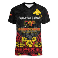 Papua New Guinea Independence Day Women V-Neck T-Shirt PNG Bird of Paradise 50th Anniversary LT14