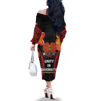 Papua New Guinea Independence Day Family Matching Off The Shoulder Long Sleeve Dress and Hawaiian Shirt PNG Since 1975 LT14