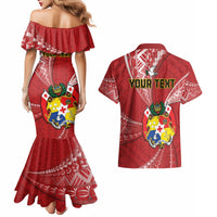 Personalised Tonga Independence Day Couples Matching Mermaid Dress and Hawaiian Shirt Happy 54th Independence Anniversary Ngatu Pattern LT14 - Polynesian Pride