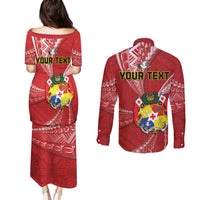 Personalised Tonga Independence Day Couples Matching Puletasi and Long Sleeve Button Shirt Happy 54th Independence Anniversary Ngatu Pattern LT14 - Polynesian Pride