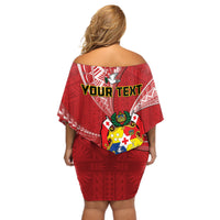 Personalised Tonga Independence Day Off Shoulder Short Dress Happy 54th Independence Anniversary Ngatu Pattern LT14 - Polynesian Pride