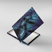 Polynesia Sea Turtle Day Canvas Wall Art Tribal Honu Plumeria Polynesian Pattern LT14 With Frame Purple - Polynesian Pride
