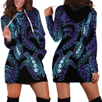 Polynesia Sea Turtle Day Hoodie Dress Tribal Honu Plumeria Polynesian Pattern