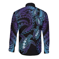 Polynesia Sea Turtle Day Long Sleeve Button Shirt Tribal Honu Plumeria Polynesian Pattern LT14 - Polynesian Pride
