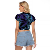 Polynesia Sea Turtle Day Raglan Cropped T Shirt Tribal Honu Plumeria Polynesian Pattern LT14 - Polynesian Pride