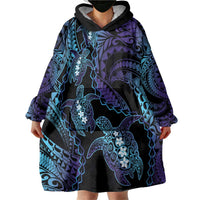 Polynesia Sea Turtle Day Wearable Blanket Hoodie Tribal Honu Plumeria Polynesian Pattern LT14 - Polynesian Pride