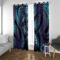 Polynesia Sea Turtle Day Window Curtain Tribal Honu Plumeria Polynesian Pattern LT14 With Grommets Purple - Polynesian Pride