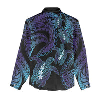 Polynesia Sea Turtle Day Women Casual Shirt Tribal Honu Plumeria Polynesian Pattern
