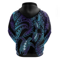 Polynesia Sea Turtle Day Zip Hoodie Tribal Honu Plumeria Polynesian Pattern