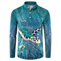 World Sea Turtle Day Polynesia Button Sweatshirt Go With The Flow LT14 Cyan - Polynesian Pride