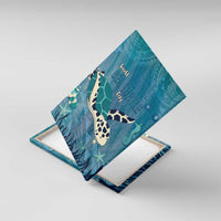 World Sea Turtle Day Polynesia Canvas Wall Art Go With The Flow LT14 With Frame Cyan - Polynesian Pride