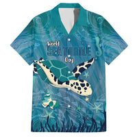 World Sea Turtle Day Polynesia Family Matching Short Sleeve Bodycon Dress and Hawaiian Shirt Go With The Flow