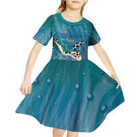 World Sea Turtle Day Polynesia Kid Short Sleeve Dress Go With The Flow LT14 - Polynesian Pride