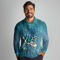 World Sea Turtle Day Polynesia Long Sleeve Polo Shirt Go With The Flow